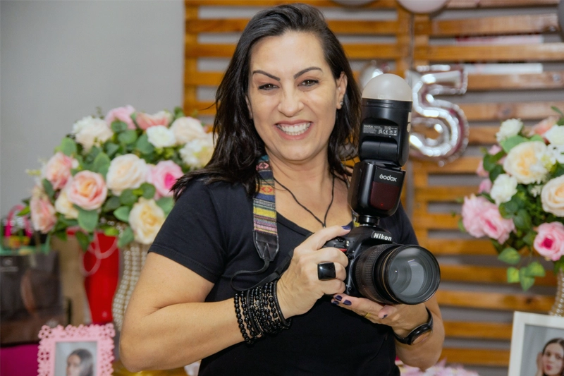 Fotógrafa em ação
